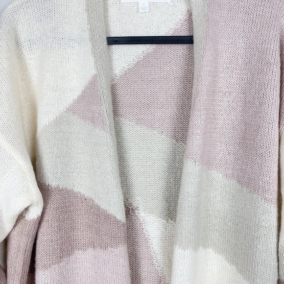 ADYSON PARKER |  DROP SHOULDER COLOR BLOCK OATMEAL COMBO CARDIGAN SWEATER - Picture 7 of 11